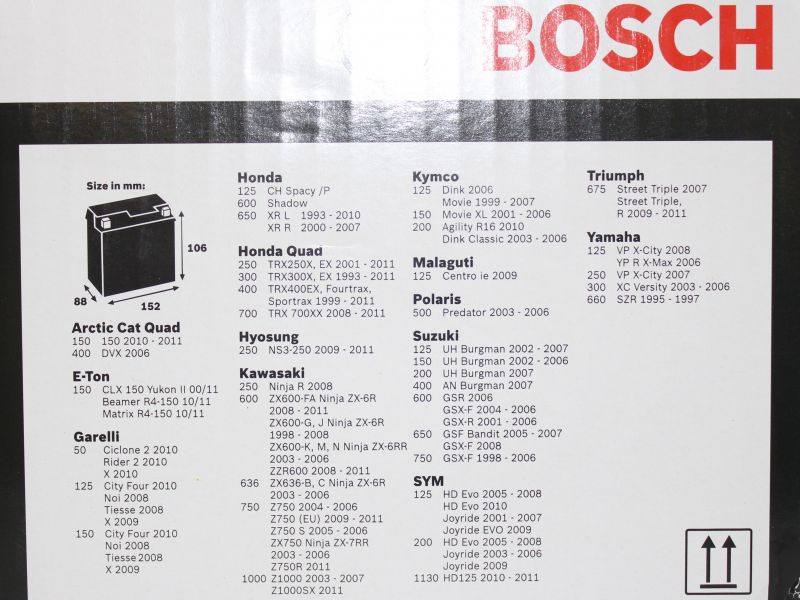 Аккумулятор BOSCH M6 010 YTX9-BS YTX9-4 оригинал (арт. 0092M60100), аналог 31500-HP6-306, 31500-HM3-010, 31500-HP6-305, 31500-KCW-007, 31500-KS5-701, 31500-MAK-007, 31500-MN4-303, 31500-MN4-601, 31500HP6306, 31500HM3010, 31500HP6305, 31500KCW007